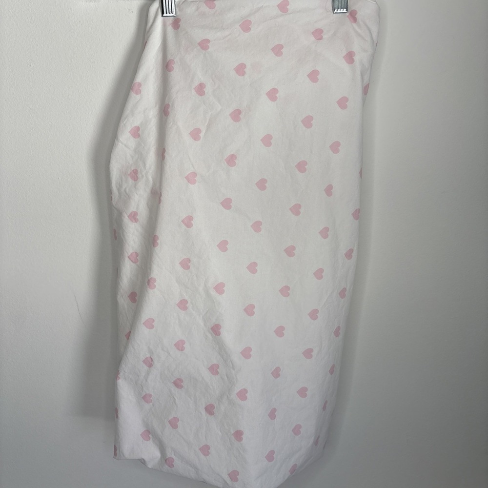 Pottery Barn Kids Crib‎ Organic cotton Fitted Sheet Pink Hearts EUC 1 pc